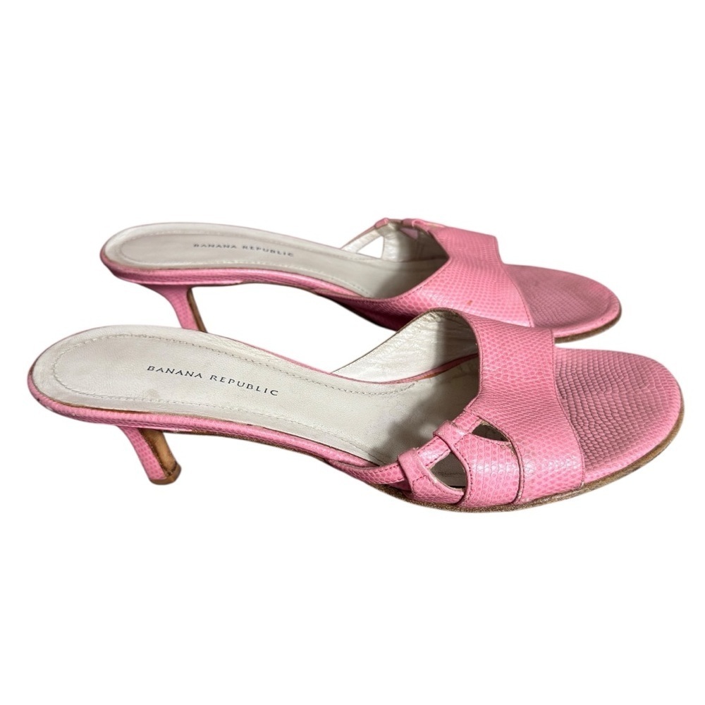 Banana Republic Pink Leather Open-Toe Kitten Heel Sandals